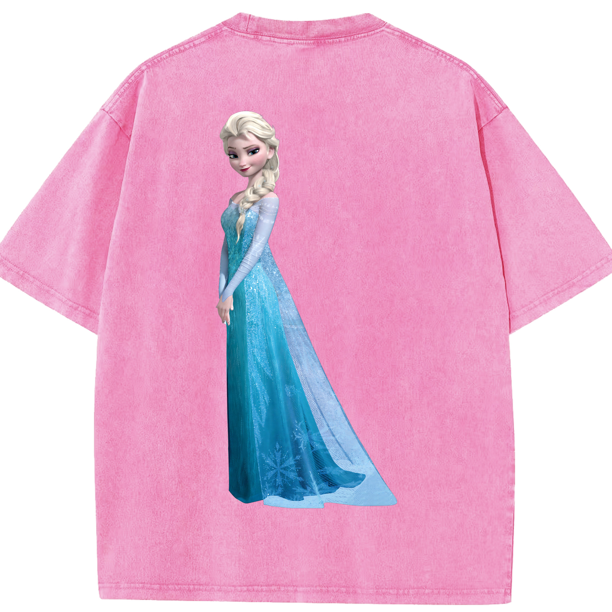 （画像用） アナと雪の女王 アンナ エルサ Frozen Anna Elsa 綿100% ヴィンテージ風 半袖Tシャツ（背面プリント）